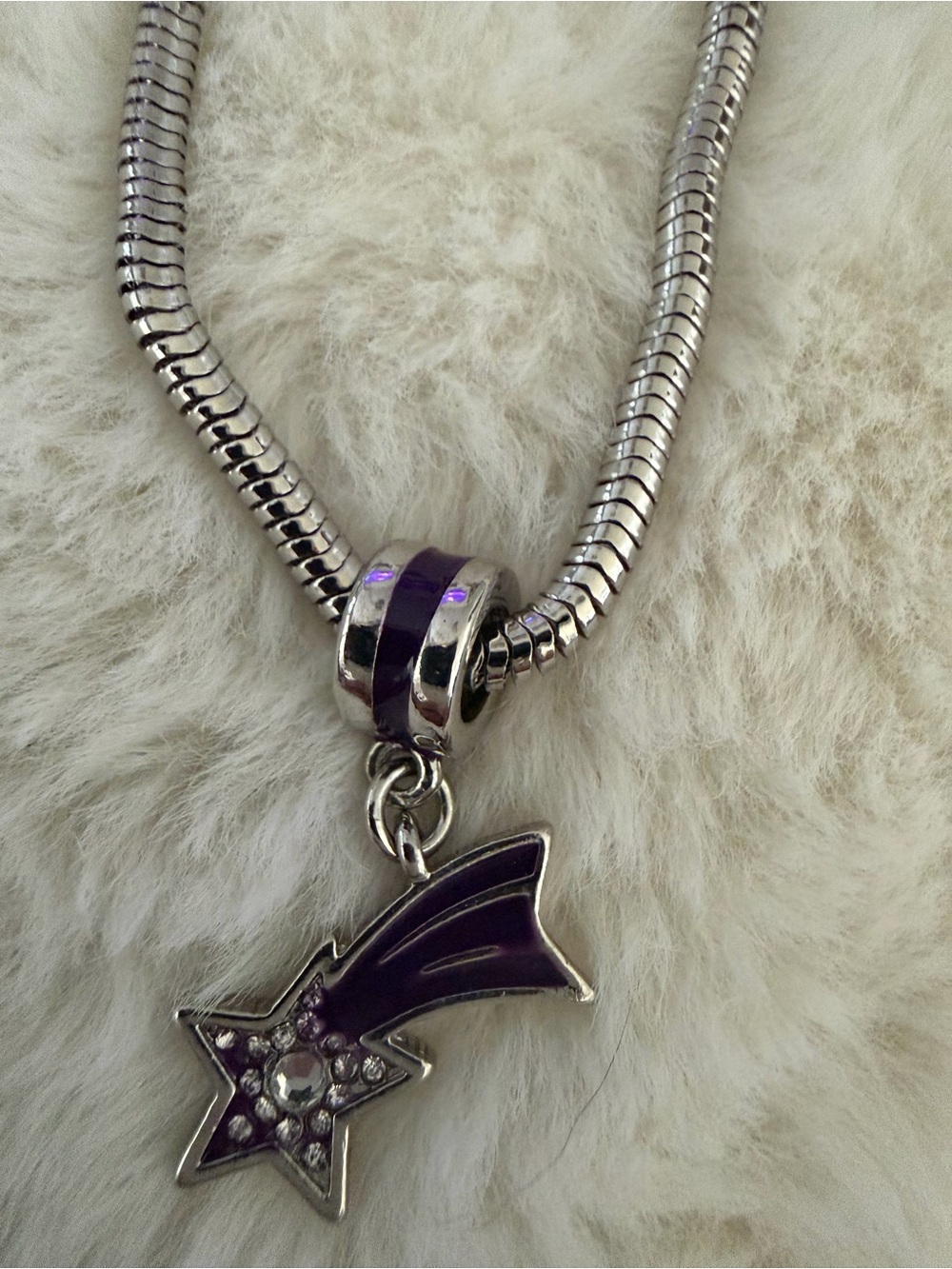 Scentsy Silver Necklace with Purple Shooting Star Charm